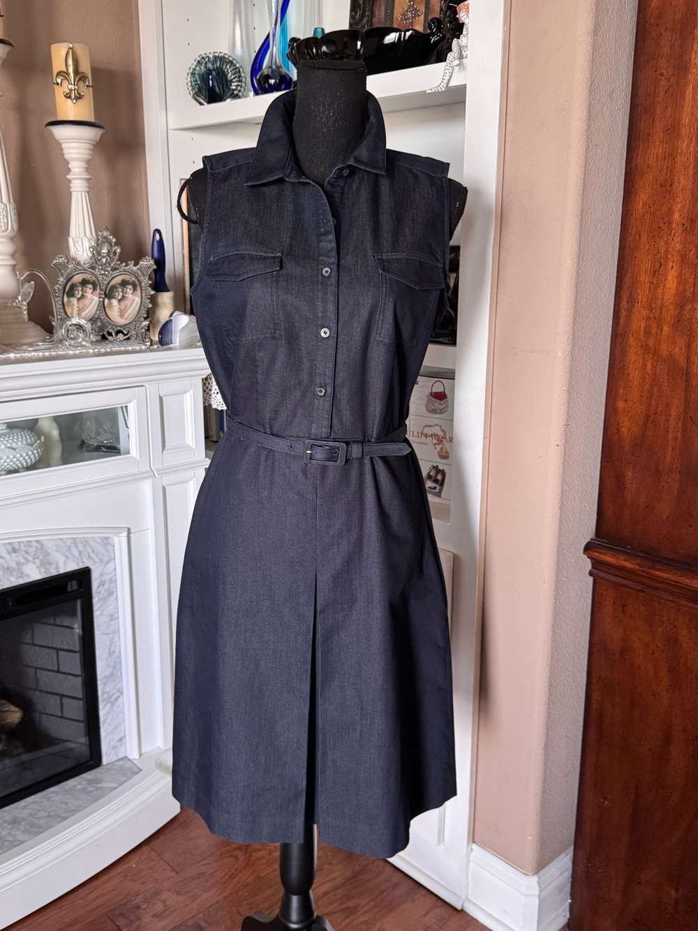 Halogen Sleeveless Dark Navy Denim Dress